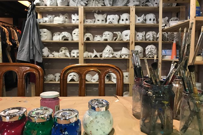 Mask Workshop - Paint Your Own Venetian Mask in Venice, Italy - Acrylic Tempera Colors and Gold or Silver Finishing Paint