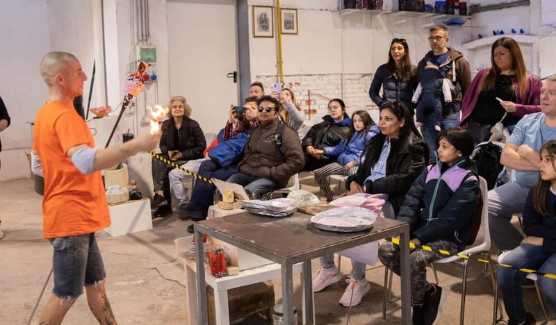 Murano Glass Demonstration - Entrance to the glassworks, then the shop for real-world choices