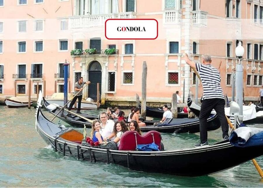 Gondolas on the Grand Canal at dusk